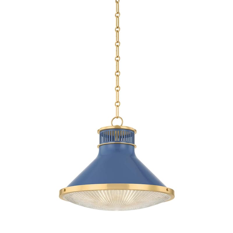Hudson Valley Lighting MDS2405 Highclere 18" Wide Pendant - Aged Brass / Soft French Blue