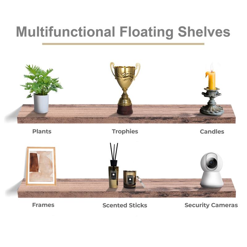 Sorbus Floating Shelves for Wall - 55 Inch Extra-Long Bathroom Shelves - Mounted Floating Shelf with Hidden Brackets (2 Pack)