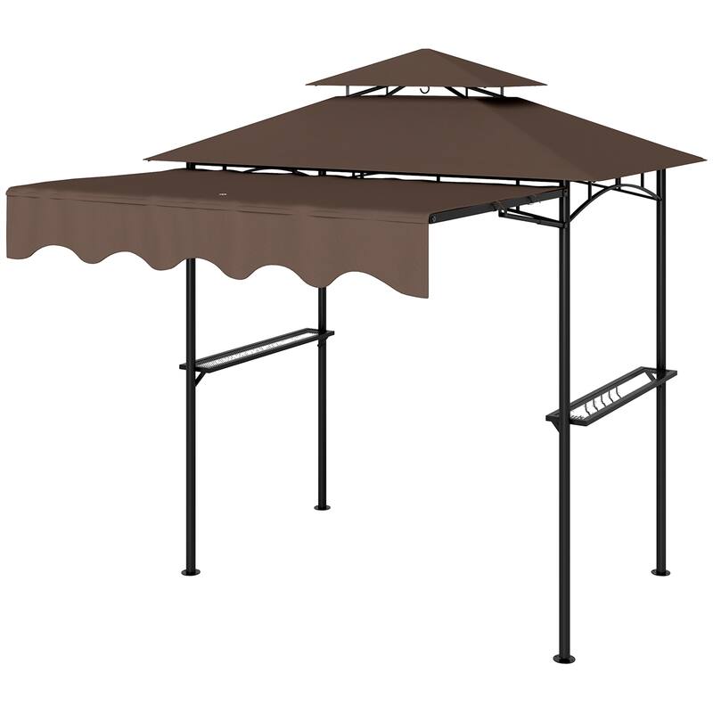 8' x 5' Outdoor Grill Gazebo Shelter with Side Awning