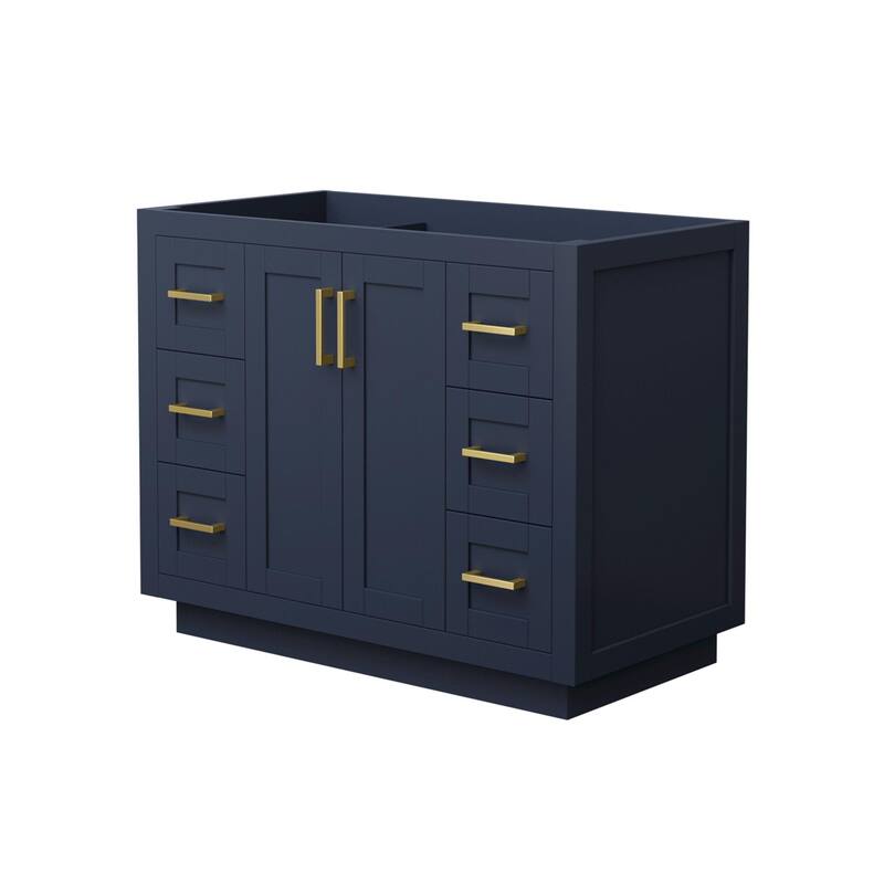 Wyndham Collection Miranda 42" Single Free Standing Vanity Cabinet - Dark Blue / Brushed Gold Hardware