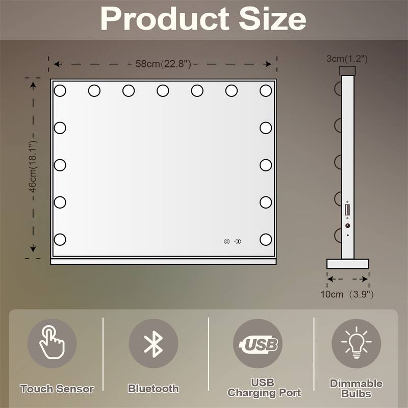 Vanity Mirror with Lights and Bluetooth Speaker