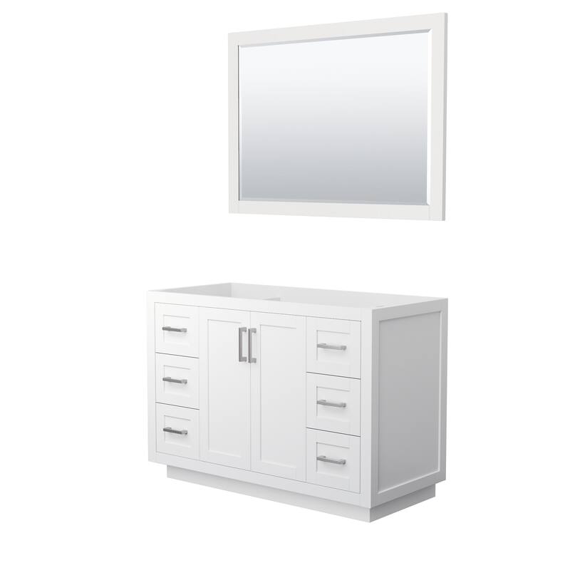 Wyndham Collection Miranda 48" Single Free Standing Vanity Cabinet - - White / Brushed Nickel Hardware
