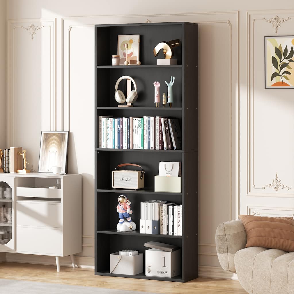 Futzca 6-Tier Open Bookcase and Bookshelf, Display Storage Shelves
