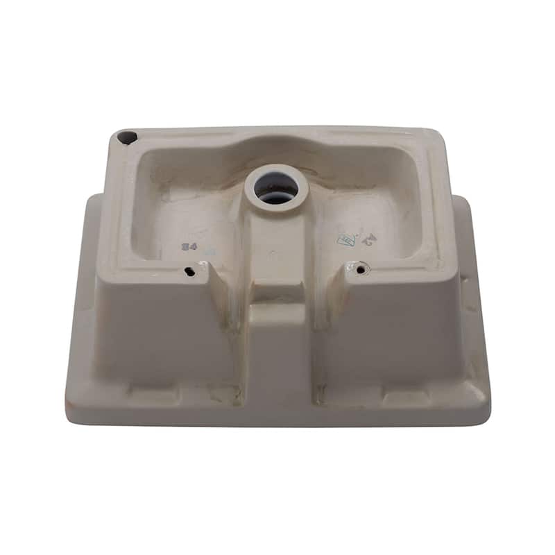 White Ceramic Rectangular Undermount Bathroom Sink with Overflow Hole