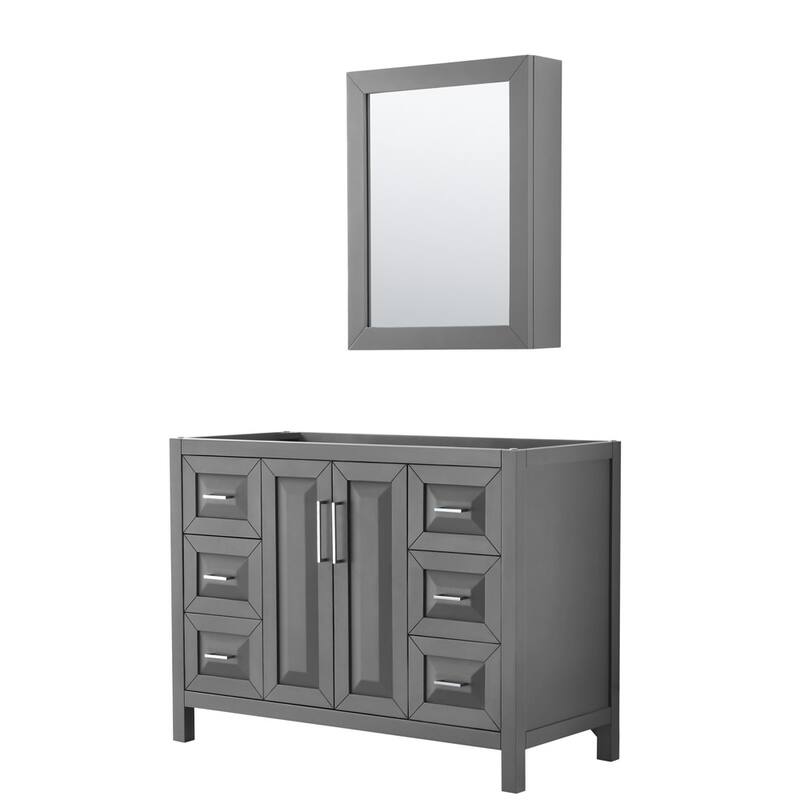 Wyndham Collection Daria 47" Single Free Standing Vanity Cabinet - - Dark Gray / Polished Chrome Hardware