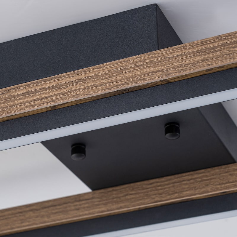 Integrated LED Rectangle Wood Semi Flush Mount Ceiling Light for Hallway Foyer