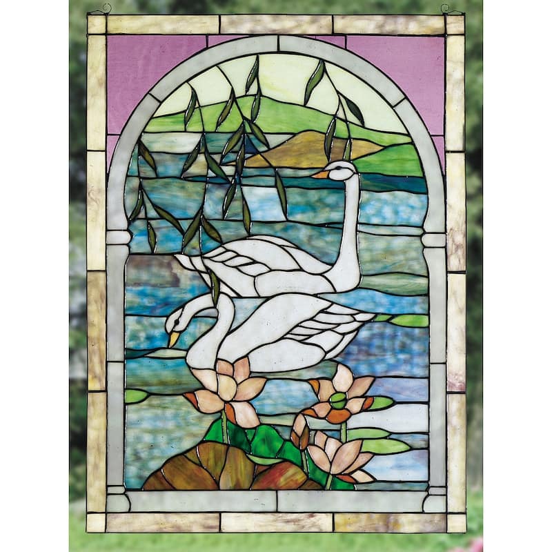 Meyda Tiffany Stained Glass Tiffany Window from the Water Flowers - Tiffany Glass