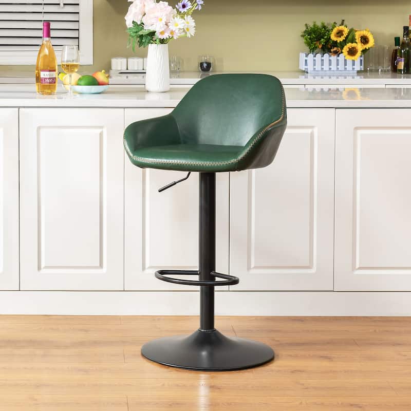 Glitzhome Mid-Century Height Adjustable Faux Leather Swivel Counter Bar Stools