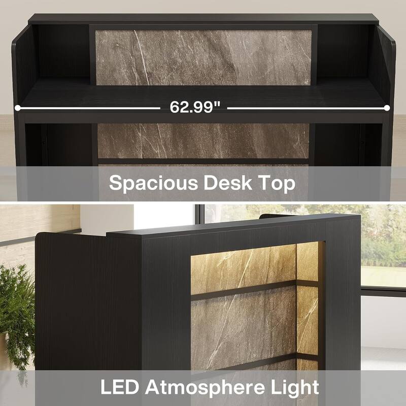 63" Reception Desk & Lectern Podium, Front/Checkout Counter & Conference Speaker Desk for Lobby, Retail, Church, Office