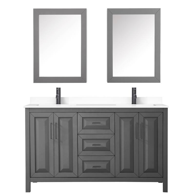Wyndham Collection Daria 60" Free Standing Double Basin Vanity Set