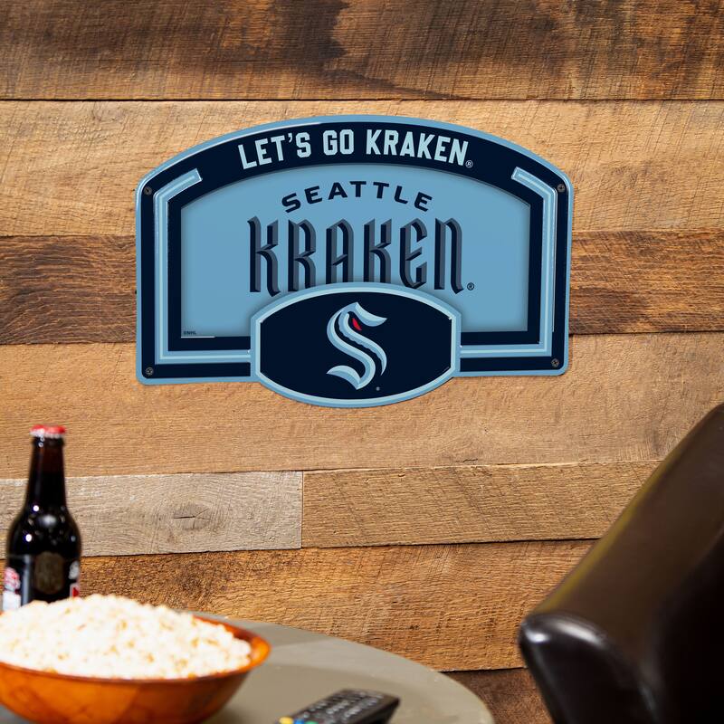 Seattle Kraken Embossed Steel Wall Sign, 11" x 17"