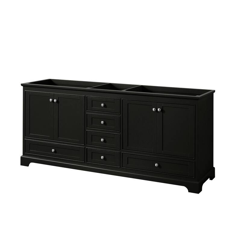 Wyndham Collection Deborah 79" Free Standing Double Wood Vanity - Dark Espresso / Polished Chrome Hardware