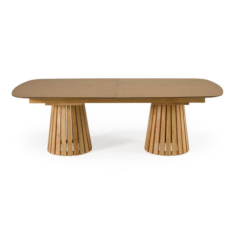 Modrest Truman Mid-Century Modern Natural Oak Extendable Dining Table
