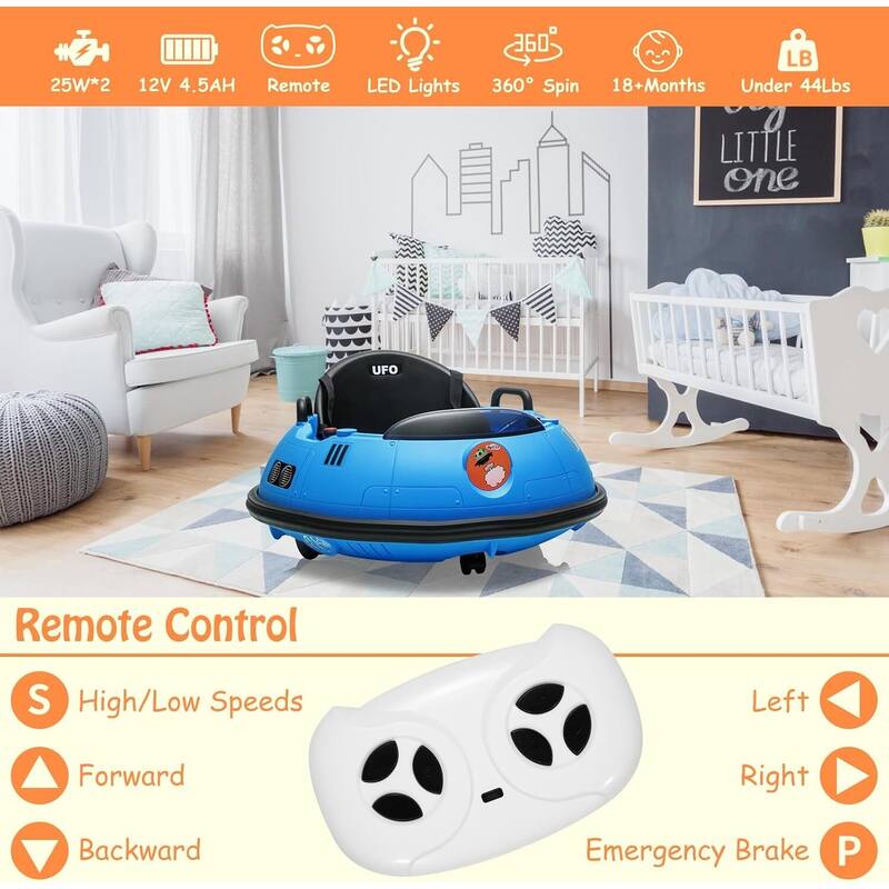 12V Kids Powered Ride-On Bumper Car with Remote Control