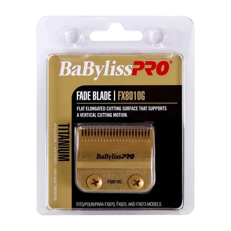 BaByliss Pro Replacement Gold Titanium Fade Blade #FX8010G Fits for FX870, FX825 and FX673 + Fade Brush + 9" Comb