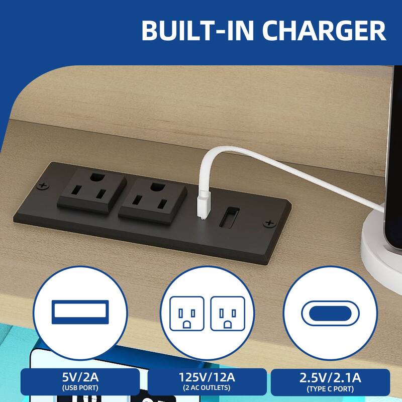 Moasis Upholstered Bed Frame with Storage Headboard And Charging Station and LED Light