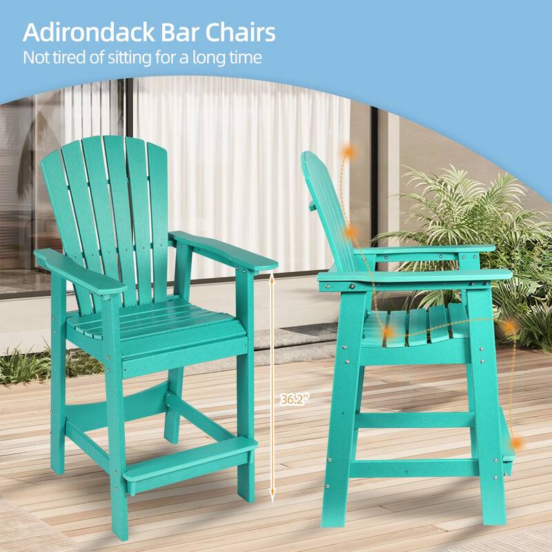 Aoodor Tall Adirondack Chairs Set of 2 with Connecting Tray
