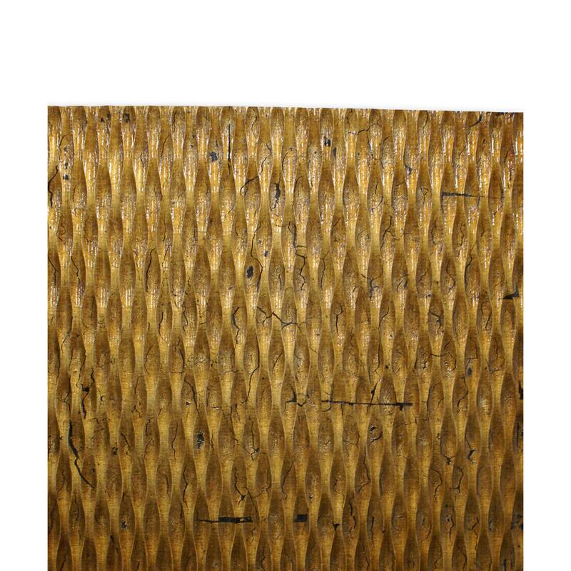 Modern Style Wooden Wall Decor with Patterned Carving, Small, Gold - 6 x 12