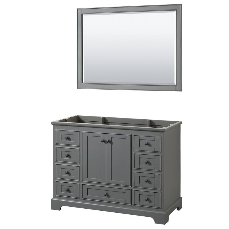 Wyndham Collection Deborah 47-1/4" Free Standing Single Wood Vanity - Dark Gray / Matte Black Hardware