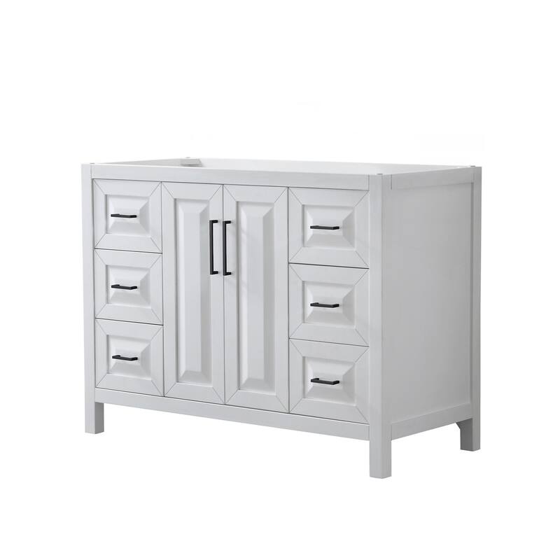 Wyndham Collection Daria 47" Single Free Standing Vanity Cabinet Only - White / Matte Black Hardware