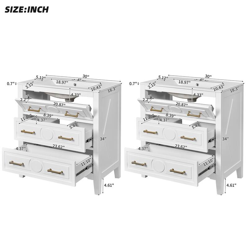 60" Bathroom Vanity Set with Ceramic Sink (Separate), Solid Wood Bathroom Storage Cabinet