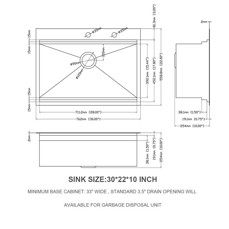 Stainless Steel Drop-In Kitchen Sink with Accessories
