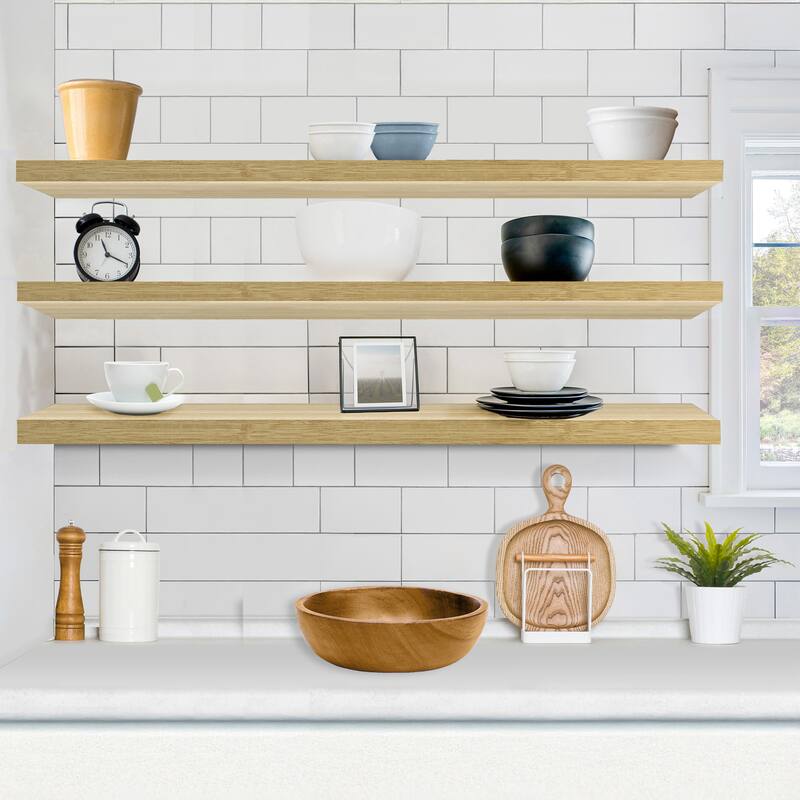 Sorbus Floating Shelves for Wall - 55 Inch Extra-Long Bathroom Shelves- Mounted Floating Shelf with Hidden Brackets (3 Pack)