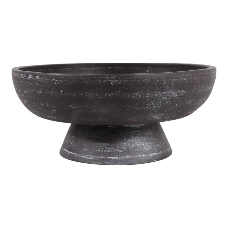Pottery Terracotta Bowl with Pedestal Base Contemporary Casual Style