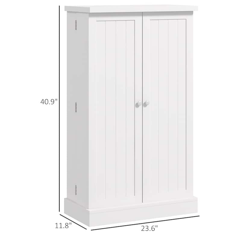 5-Tier White Pantry Cabinet with Adjustable Shelves and Magnetic Doors and Kitchen Storage - 23.6" W x 11.8" D x 40.9" H