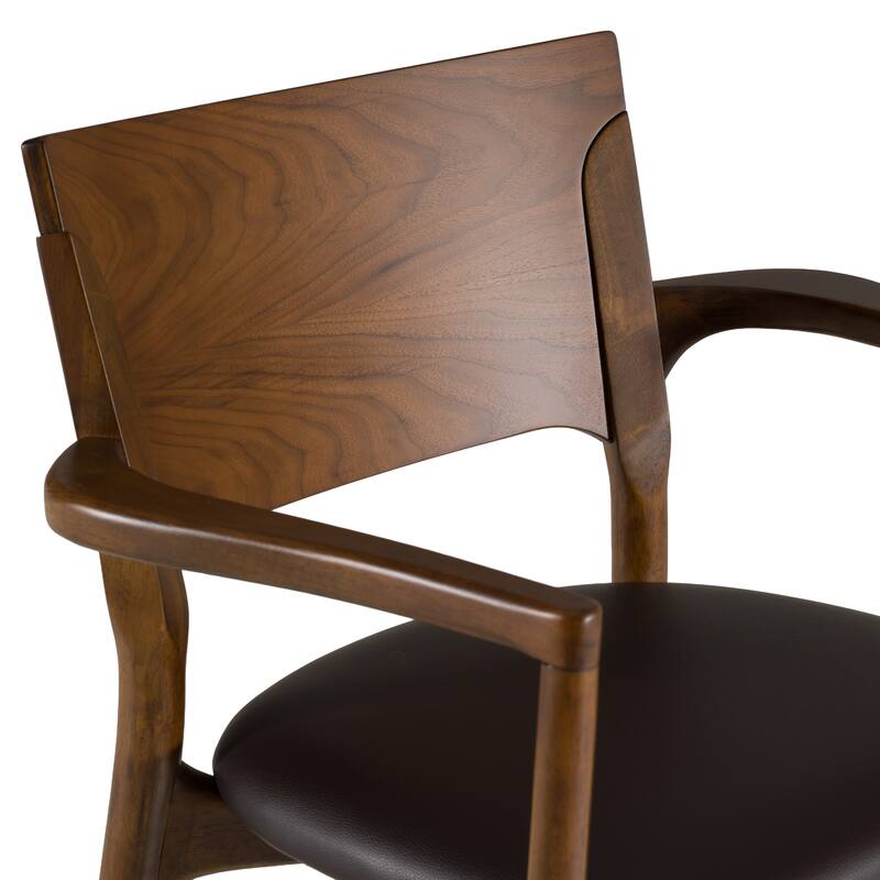 Modrest Edelman Mid-Century Modern Brown Leatherette & Walnut Dining Chair