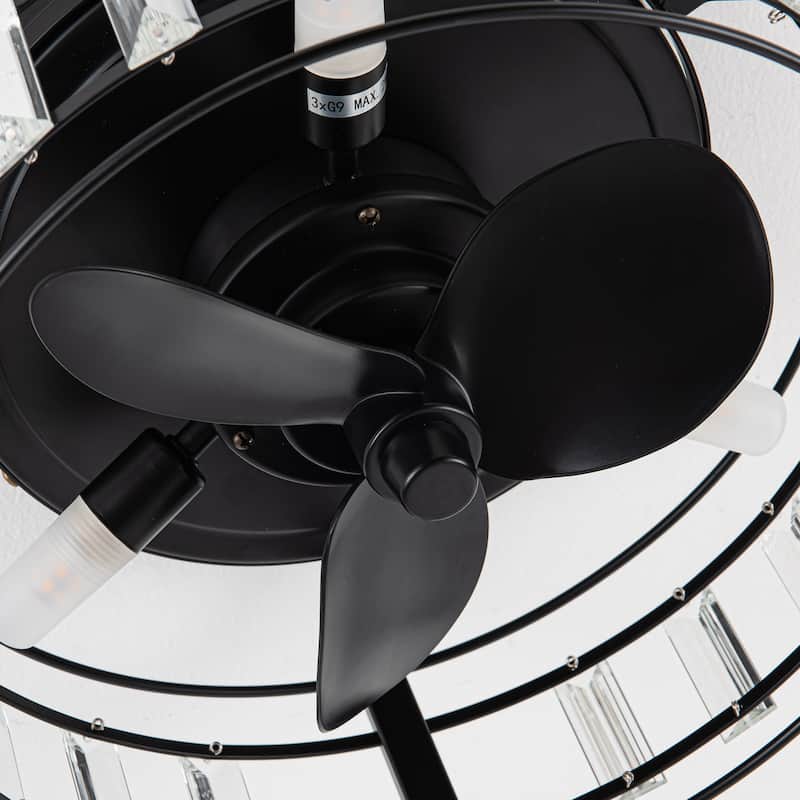 13-inch Matte Black Industrial Bladeless Fandelier Flush Mount Ceiling Fan with Remote