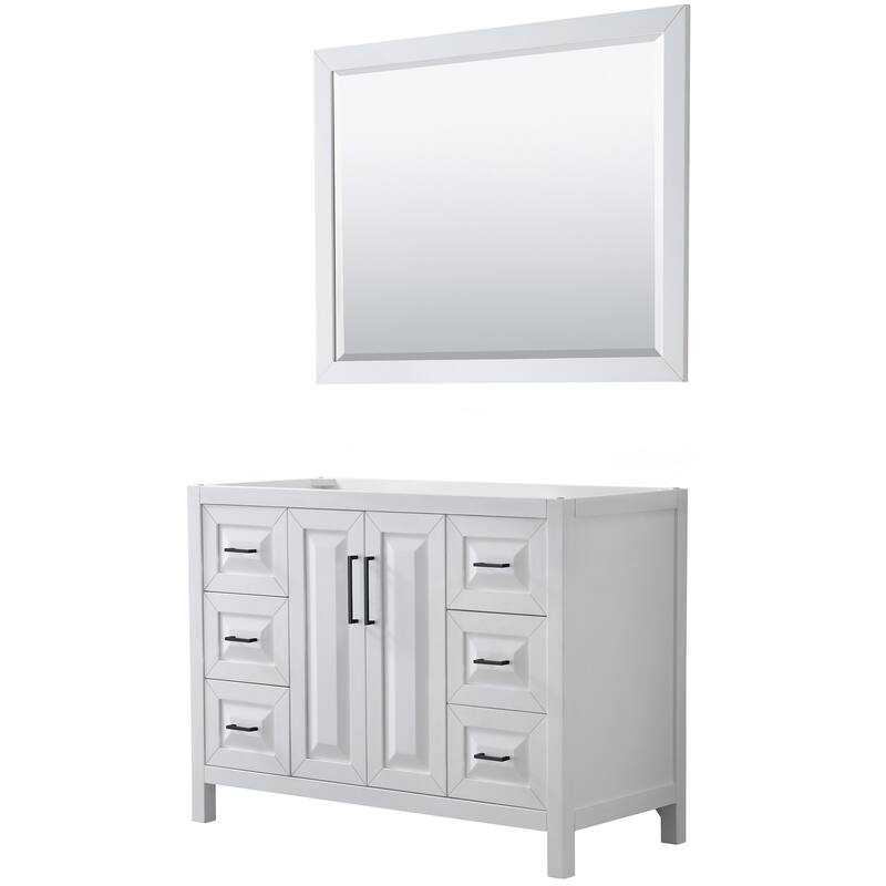 Wyndham Collection Daria 47" Single Free Standing Vanity Cabinet - - White / Matte Black Hardware