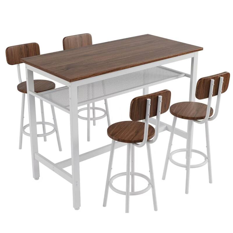5-Piece Kitchen Counter Height Table Set, Bar Table with 4 Chairs