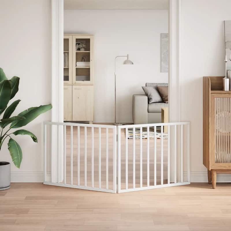 vidaXL Dog Gate Set of 2 Brown Solid Poplar wood 63 in long Foldable