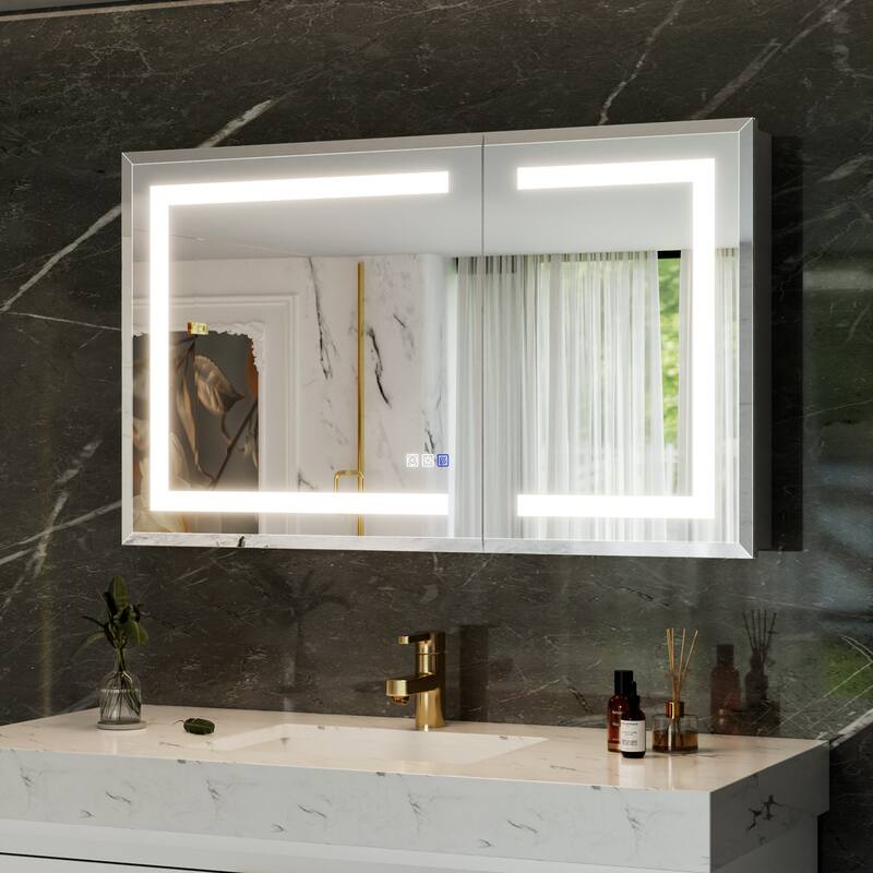 30-48'' W x 24'' H Surface or Recessed LED Bathroom Medicine Cabinet With Mirror,Defog & Quiet Hinges