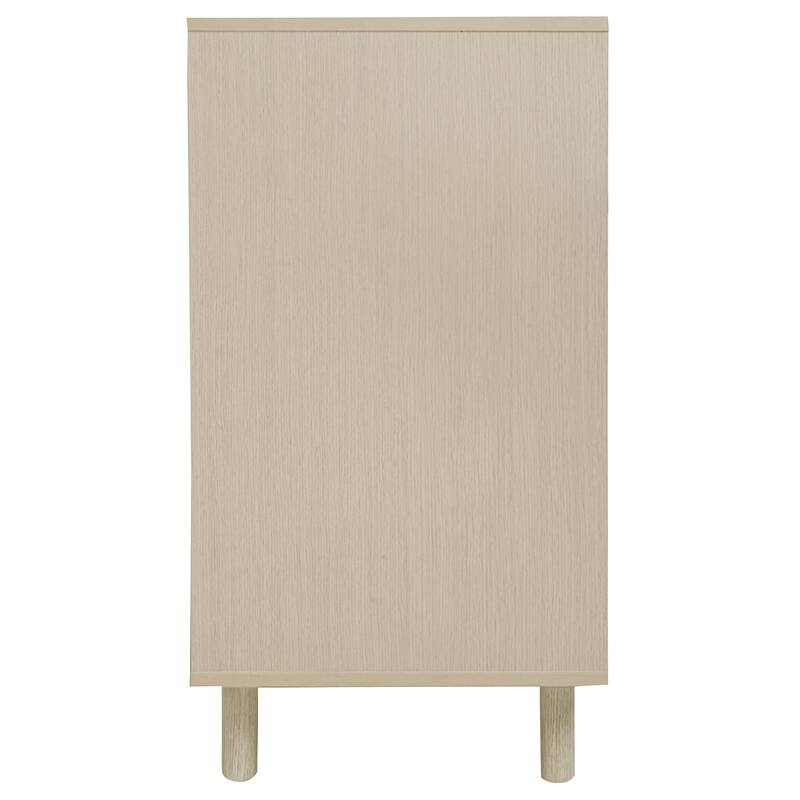 Rattan Decorative Cabinet Dining Cabinet with Semicircular Metal Handles, Rustic Credenza Console Cabinet