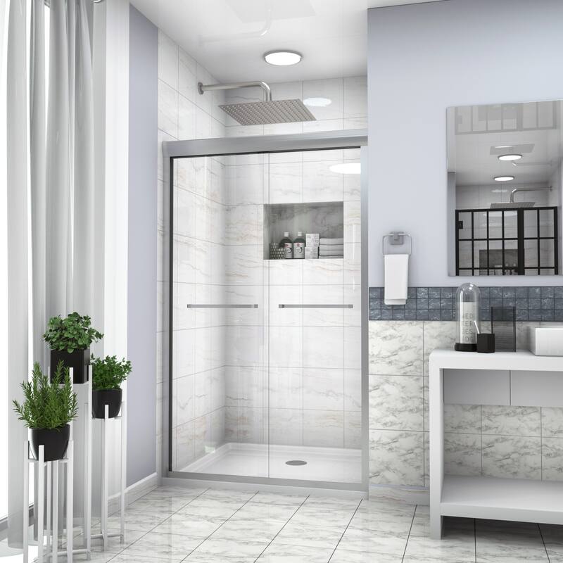 48" W x 76"H Framed Double Sliding Shower Doors - 48'' x 0.32'' x 76''