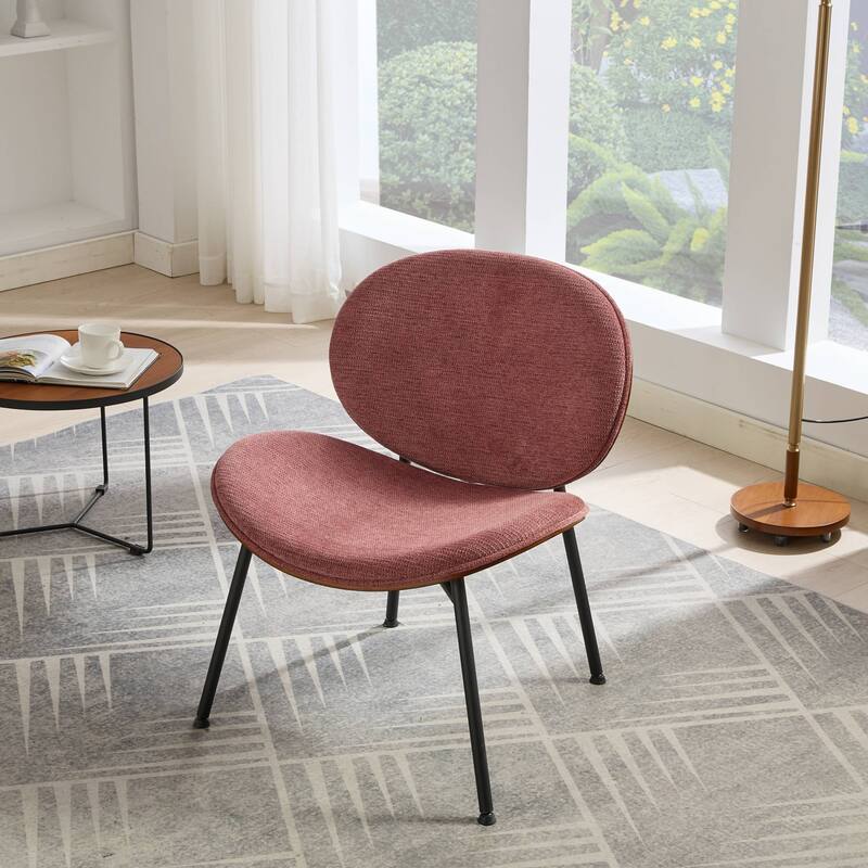 Roomfitters Mid-Century Modern Shell Chair, PU Leather Accent Lounge Chair with Walnut Wood Finish and Metal Legs