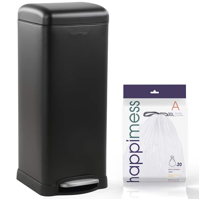 happimess Betty Retro 8-Gallon Step-Open Trash Can - Black