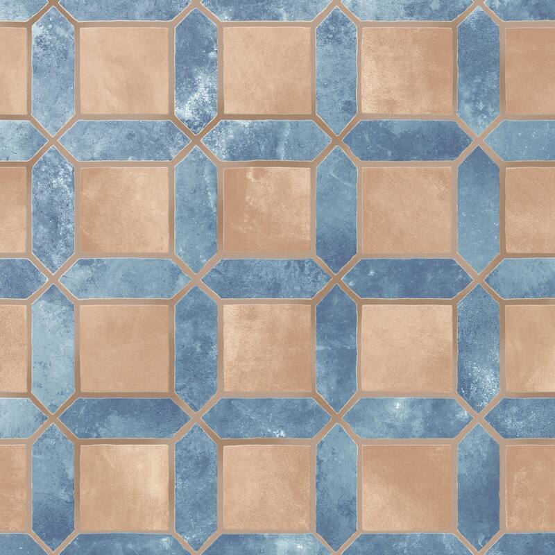 Merola Tile Picket Arendel Blue with Terra Square 14-5/8" x 22-1/2" Porcelain Floor and Wall Tile