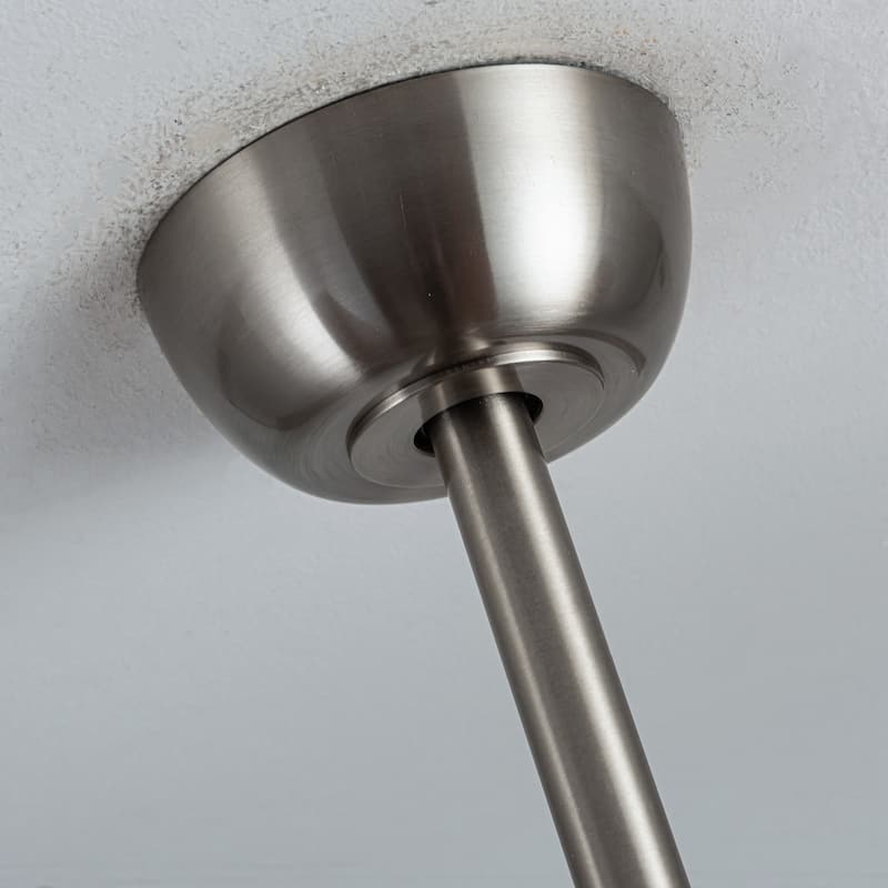 65" Brushed Nickel Industrial Downrod Mount Windmill Large Ceiling Fan with Remote and LED Light