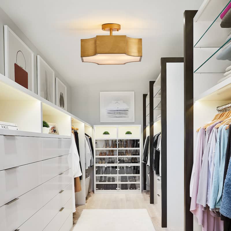 3-Light Modern Gold Semi-Flush Mount Ceiling Light