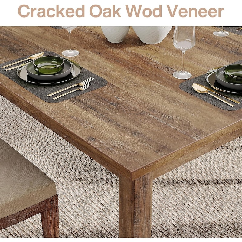 Square Wood Dining Table, Farmhouse Kitchen Table for Living/Dining Room