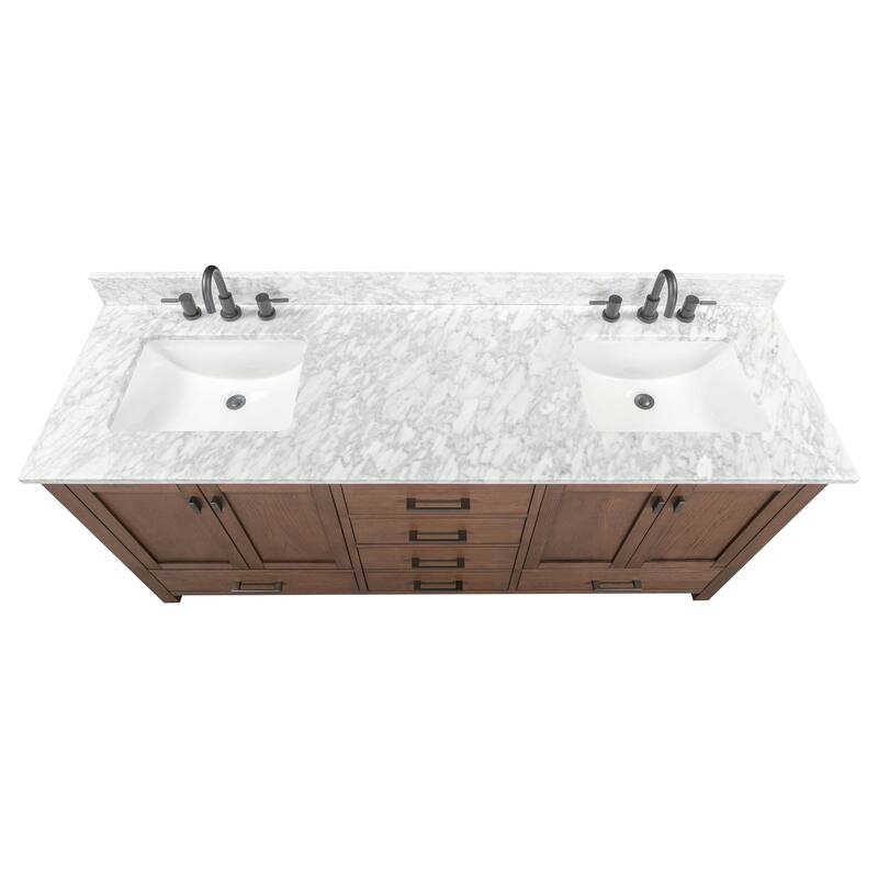 Avanity Modero 72 in. Double Sink Bathroom Vanity with Carrara Marble Top - 73"W x 22"D x 35"H