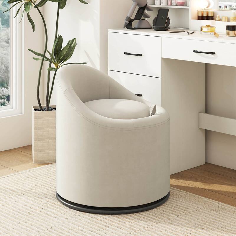 Costway 1/2 PCS Barrel Chair with Storage 360° Swivel Upholstered - See Details