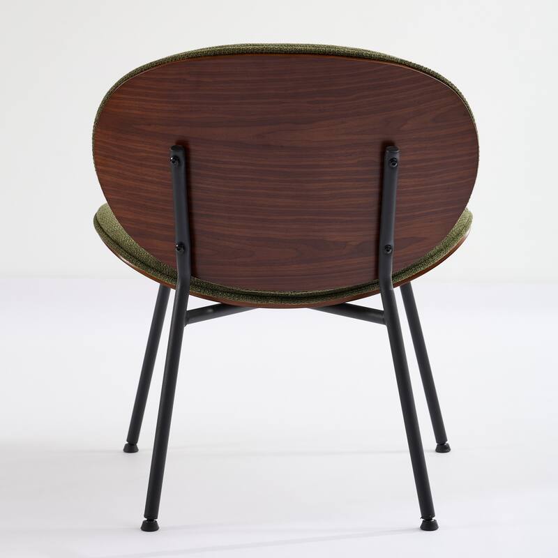 Roomfitters Mid-Century Modern Shell Chair, PU Leather Accent Lounge Chair with Walnut Wood Finish and Metal Legs