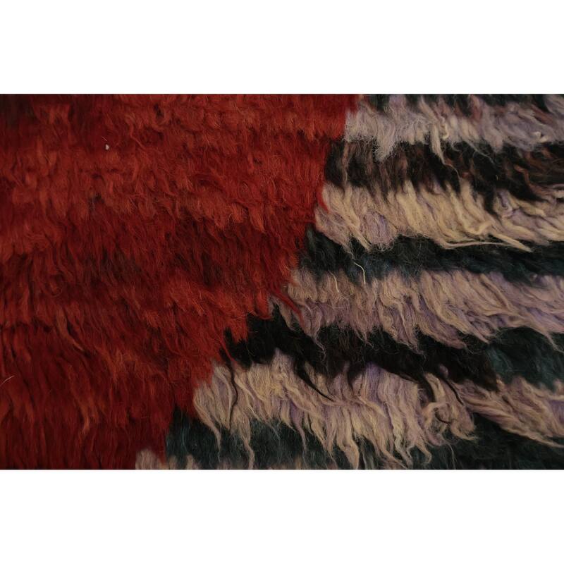 Hand Knotted Oriental 100% Wool Carpet Modern Tribal Red Moroccan Area Rug - 9' 8'' X 6' 6''