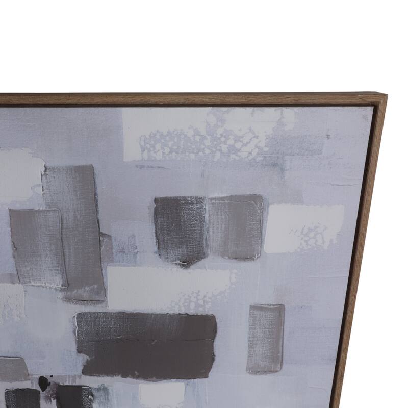 Wood Canvas Wall Art Handpainted Patches - 40" Brown/Ivory