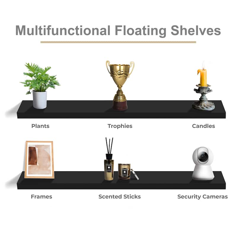 Sorbus Floating Shelves for Wall - 55 Inch Extra-Long Bathroom Shelves - Mounted Floating Shelf with Hidden Brackets (2 Pack)
