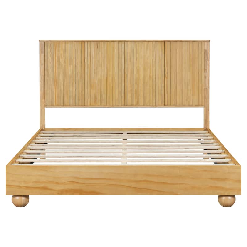 Christopher Knight Home - Anna Natural Wood Bed Frame With Reeded Headboard